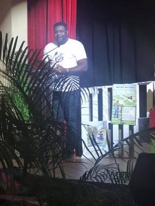 Hon. Troy Liburd, Junior Minister of Education and Library Services participating in the first production of “Read with me”, hosted by Early Childhood Sector of the Department of Education on January 27, 2021 at the Nevis Performing Arts Centre