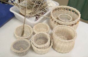 Baskets made by a participant at the Department of Gender Affairs’ three-week Basket Weaving Workshop for women at the Pond Hill Community Centre on April 22, 2021