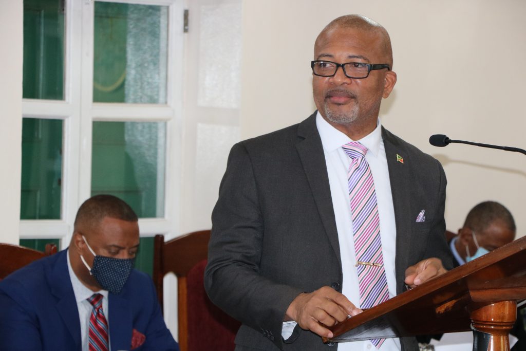 Hon. Spencer Brand, Minister of Labour in the Nevis Island Administration making his presentation at a sitting of the Nevis Island Assembly on July 13, 2021