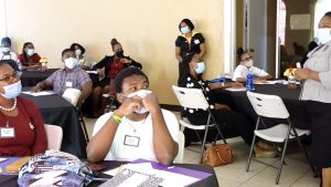 A section of the more than 30 participants at the first session of the Department of Education’s two-week Prospective Teachers Course on July 19, 2021, at the Jessups Community Centre 