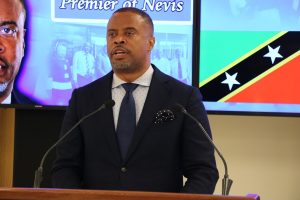 Hon. Mark Brantley, Premier of Nevis at his June press conference