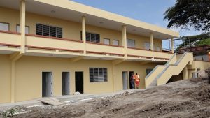 A section of the new two-storey Technical Vocational Education and Training wing at the Gingerland Secondary School