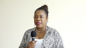 Ms. Lauren Rivers, representative of the Nevisian Association of Washington DC delivering remarks at the Nevisian Association of Washington DC Naomi Daniel-Browne 2021 Scholarship Awards Ceremony on July 28, 2021 at the Social Security Conference Room at Pinney’s Estate