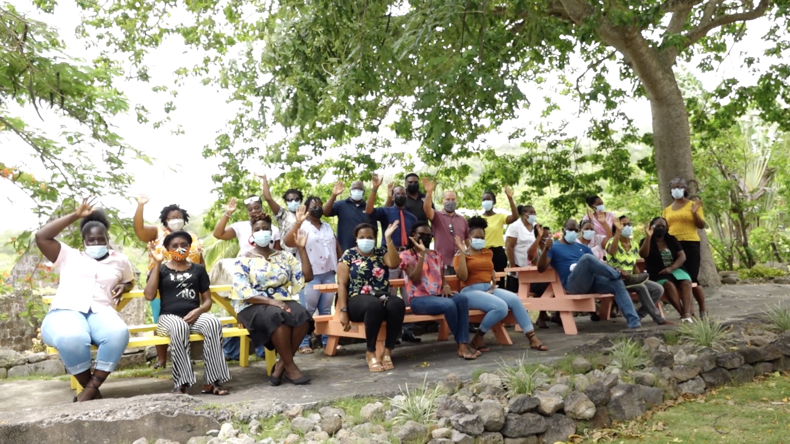 School principals, deputies and supervisors of public schools on Nevis at the Nevisian Heritage Village at Fothergills Estate in Gingerland on August 27, 2021, while on an islandwide tour organised for them by the Ministry of Education