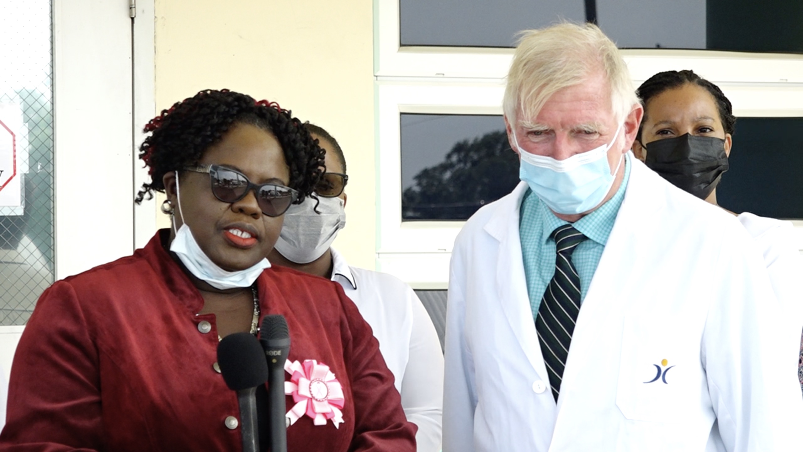 (l-r) Hon. Hazel Brandy-Williams, Junior Minister of Health in the Nevis Island Administration with Dr. Patrick Meredith, Plastic Surgeon on October 21, 2021, at the Alexandra Hospital