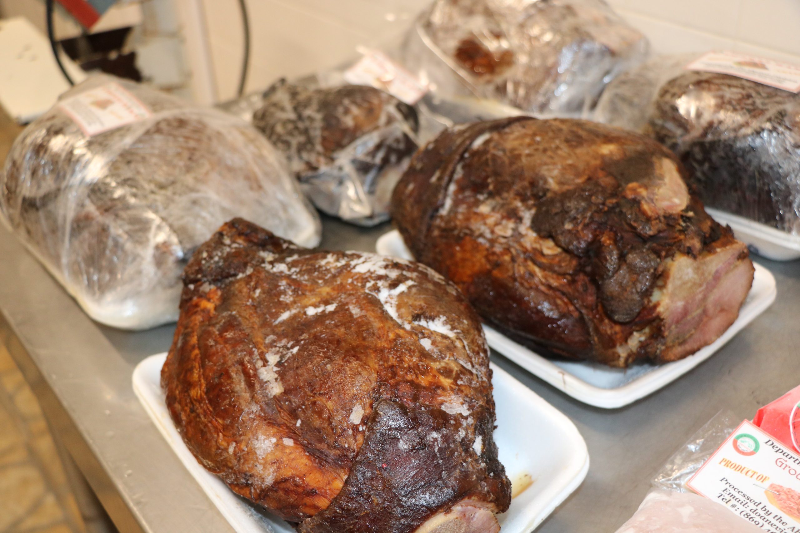 Frozen local smoked hams on November 10, 2021, prepared by the Abattoir Division Abattoir Division in Nevis