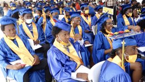 A section of the 48 graduands at the Gingerland Secondary School’s 48th Graduation and Prize Giving Ceremony at the David Freeman Center of Excellence on December 09, 2021