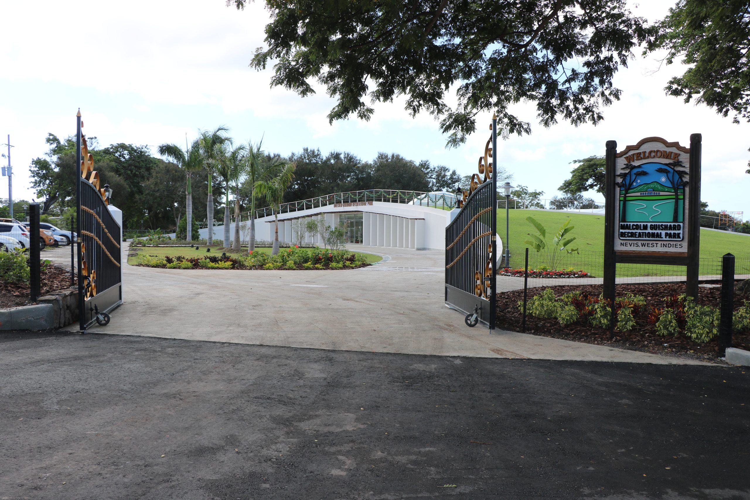 The welcome sign and entry to the Malcolm Guishard Recreational Park on December 20, 2021