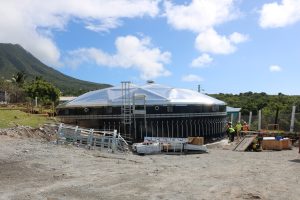 A new 400,000-gallon water tank at Hamilton providing additional water storage on Nevis (file photo)