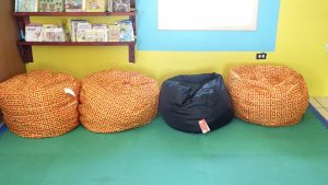 Some of the bean bags donated to the St. James Primary School by the Butlers Enhancement and Improvement Association on February 04, 2022