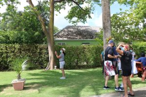 Recent visitors to Nevis on tour at the Botanical Gardens of Nevis in Gingerland 