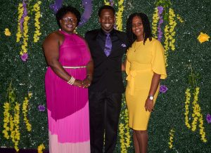(l-r) Hon. Hazel Brandy-Williams, Junior Minister of Health and Gender Affairs; Mr. Mario Phillip, Gender Affairs Officer; and Ms. Latoya Jeffers, Assistant Secretary; at the Ministry of Health and Gender Affairs’ International Women’s Day Awards Ceremony at the Nevis Performing Arts Centre on March 08, 2022