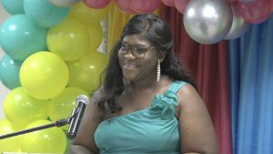 Mrs. Simone Harris, President of the Nevis Nurses Association at the Nevis Nurses Association Annual Awards Gala and Dinner in collaboration with the Ministry of Health in the Nevis Island Administration at the Malcolm Guishard Recreational Park Conference Centre on May 14, 2022