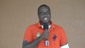 Mr. Lester Pemberton from Rawlins Pasture in the St. James Parish at the St. James Parish Franklyn Browne Community Centre at Combermere on June 11, 2022, after receiving a monetary donation from the Brick Kiln Community Group