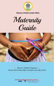 The cover of the Ministry of Health and Gender Affairs Maternity Guide booklet