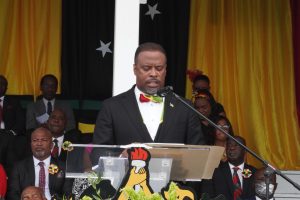 Hon. Mark Brantley, Premier of Nevis at the 39th Anniversary Independence Day Ceremonial Parade & Awards Ceremony, on September 19, 2022, at the Elquemedo T. Willett Park