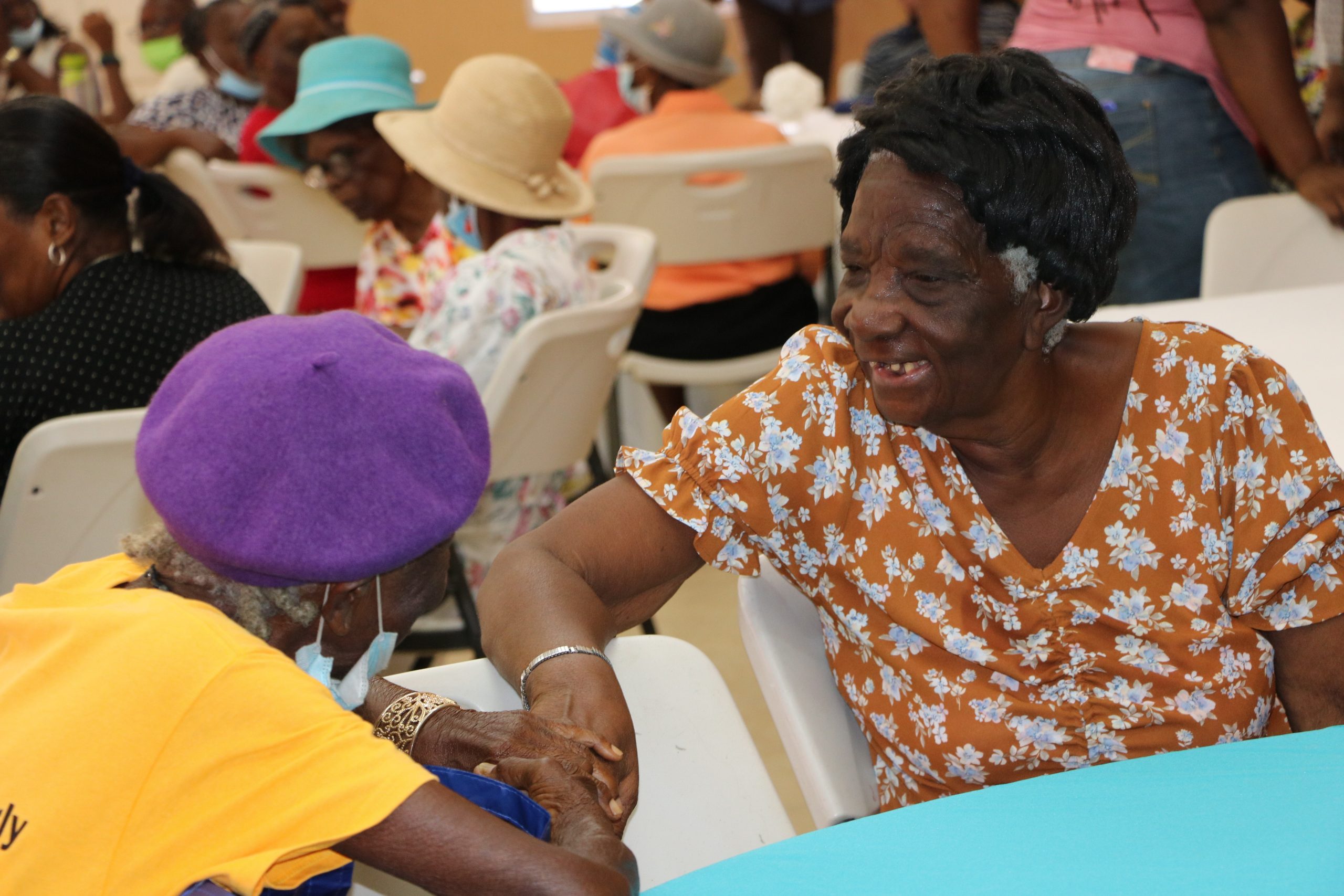 Back together again! Seniors catching up at the first Seniors Recreational Group Meeting at the Jessups Community Centre on August 30, 2022, after a two-year hiatus due to COVID-19