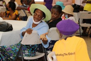 Seniors interacting at the first Seniors Recreational Group Meeting at the Jessups Community Centre on August 30, 2022, in over two years