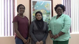 (l-r) Ms. Shelisa Martin-Clarke, Permanent secretary in the Ministry of Health; PAHO consultant Jessica Prince; and Hon. Hazel Brandy-Williams, Jr. Minister of Health 