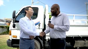 Mr. Huey Sargeant, Permanent Secretary in the Ministry of Agriculture (left) on Nevis, welcomes Mr. Roy Yuan Hung Lo the new Mission Chief of the Taiwan Technical Mission in St. Kitts and Nevis on his first visit to Nevis on November 02, 2022