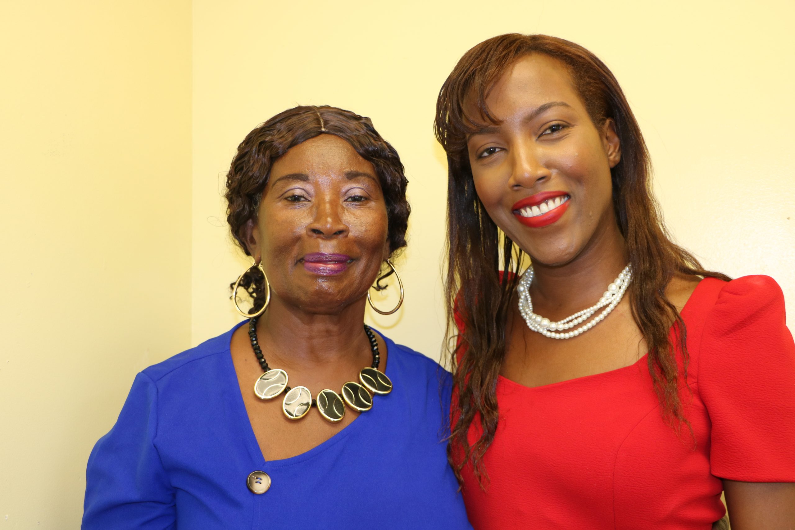 (L-r) Ms. Earlene Maynard of Mount Lily Village, Patron for the Annual Christmas Tree Lighting in Charlestown on December, 07, 2022, with Ms. Denesia Smithen, Deputy Director at the Department of Community Development while at the Department of Information in November 29, 2022