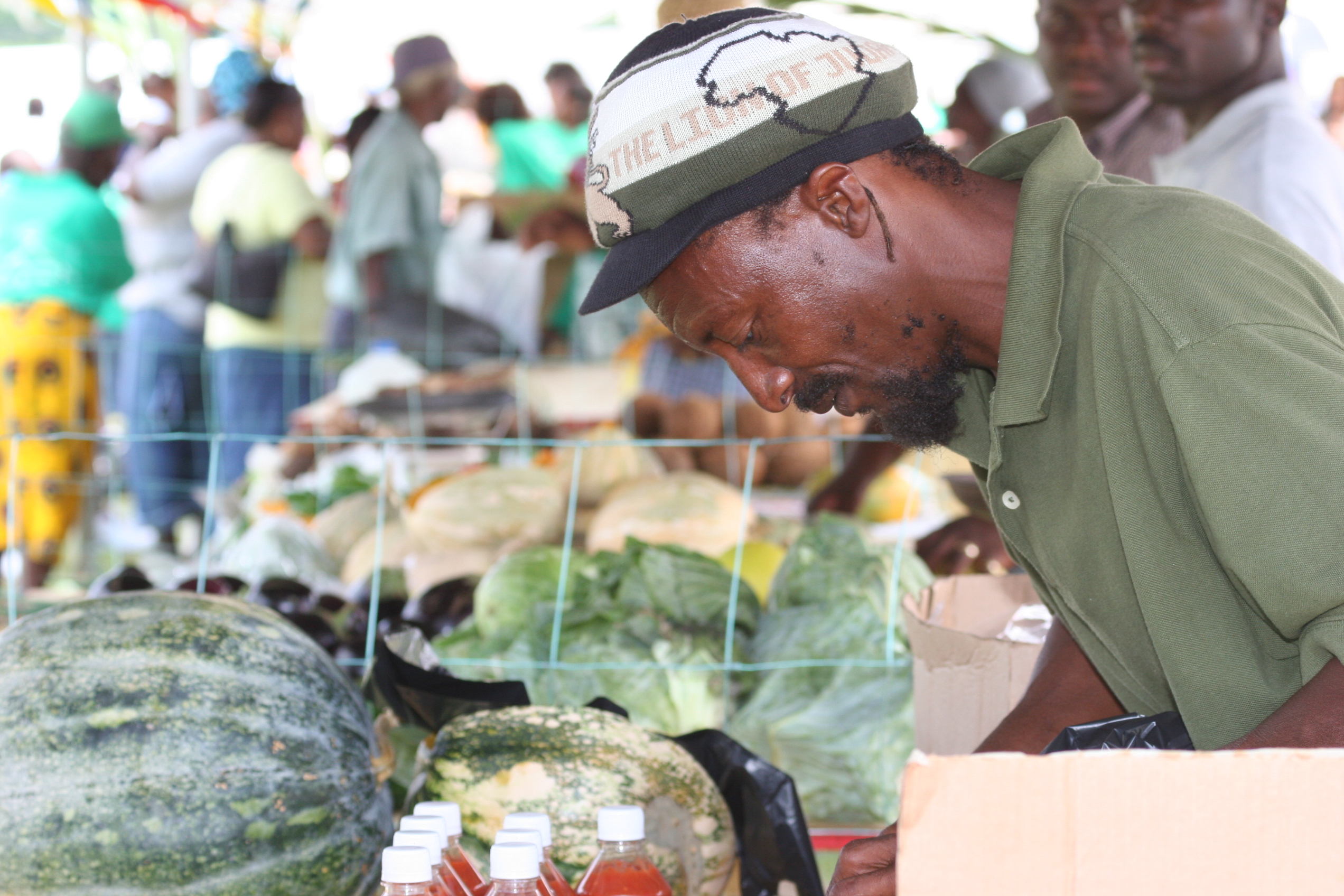 Mervin "Mansa" Tyson with some produce from his Cades Bay farm at the Department of Agriculture’s 13th annual Agriculture Open Day at the Villa Grounds in Charlestown in 2007 (file photo)