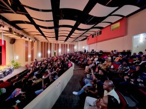 A section of the audience at the Nevis Cultural Development Foundation’s “Black Hearts Freedom Edition” production at the Nevis Performing Arts Centre on February 26, 2023 (photo provided)