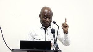 Mr. Wakely Daniel, Permanent Secretary in the Premier’s Ministry in the Nevis Island Administration, addressing participants at a recent Orientation Seminar, the first for 2023, hosted by the Ministry of Human Resources at the Nevis Disaster Management Department’s conference room