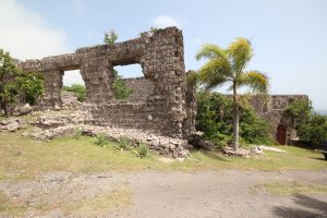 The Eden Browne ruins at Mannings Estate, a heritage site on Nevis showing signs of past illegal stone removal