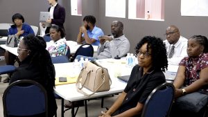 A section of the participants from St. Kitts and Nevis at the three-day Water and Sanitation Hygiene workshop at the Nevis Disaster Management Department’s conference room on March 20, 2023, hosted by the United Nations Children Fund St. Kitts and Nevis in partnership with the Nevis Disaster Management Department and the National Emergency Management Agency