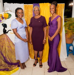 Hon. Jahnel Nisbett, Minister of Gender Affairs and Social Development in the Nevis Island Administration (right) with Her Honour Mrs. Hyleeta Liburd, Deputy Governor General on Nevis; and Hon. Isalean Phillip, Junior Minister in the Federal Cabinet with responsibility for Gender Affairs at the end of an awards ceremony on March 25, 2023 celebrating women in technology in Nevis hosted by the Department of Gender Affairs at Lyn’s Deli in Charlestown (photo provided)