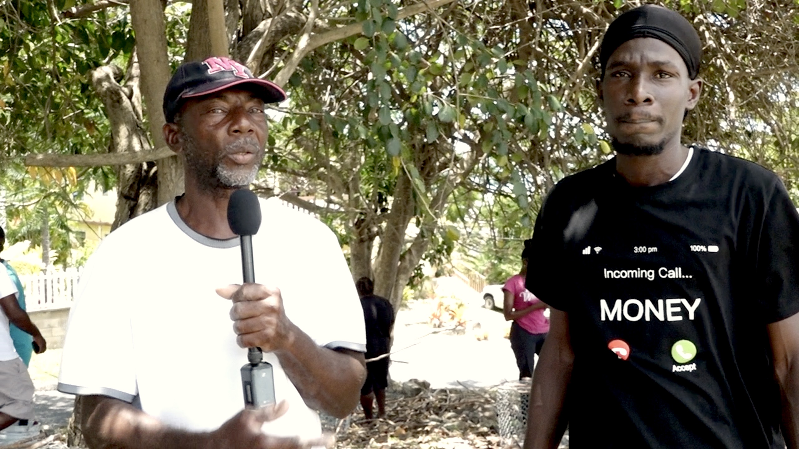 Mr. Alexis “Fox” Browne, veteran fisher of Jessups Village with Mr. Mervin Hercules also from Jessups Village, a successful participant in the inaugural Fish Trap Making Workshop in 2021