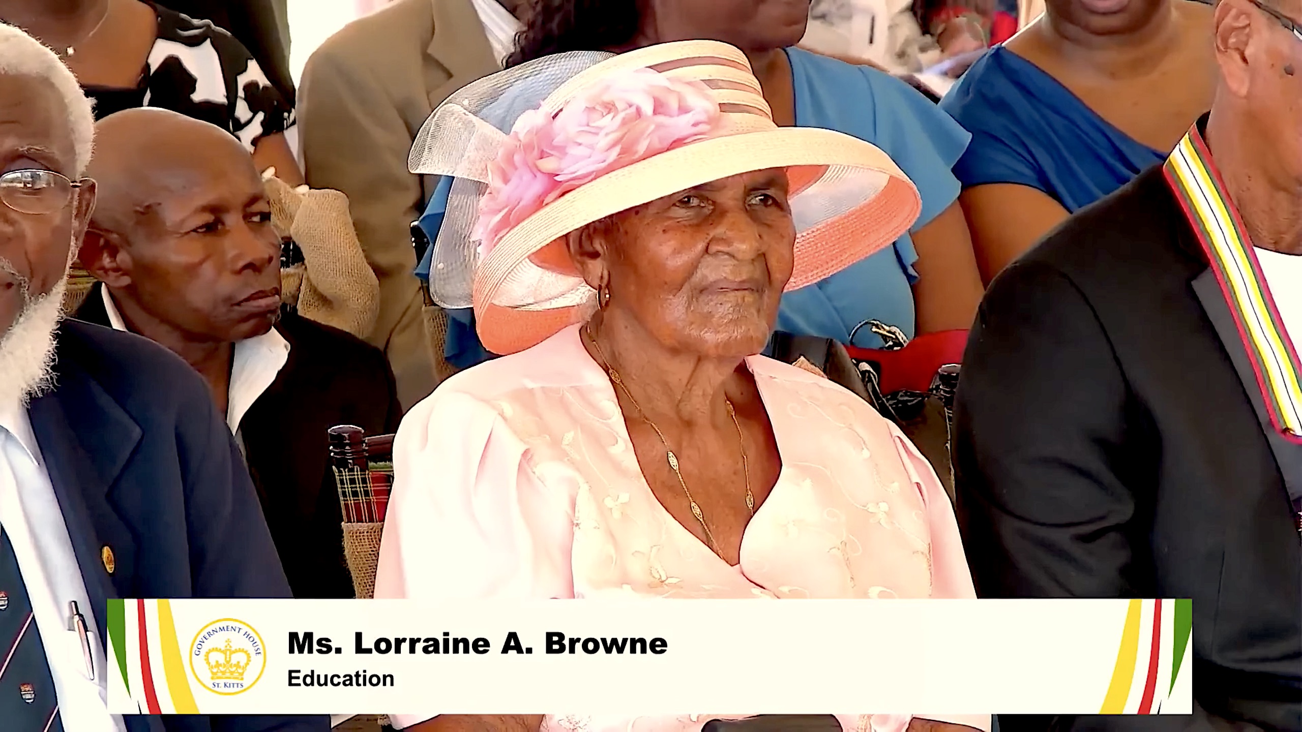 Educator Mrs. Lorraine Agatha Browne affectionately known as Teacher Lorraine or Teacher Lo at the Investiture Ceremony at Government House in Basseterre, St. Kitts on June 20, 2023