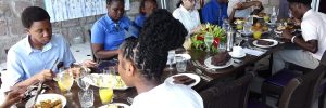 The six candidates from three secondary schools who will compete in the Bank of Nevis Limited Tourism Youth Congress at a breakfast launch at Montpelier Plantation Inn