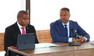 (l-r) Prime Minister of St. Kitts and Nevis the Honourable Dr. Terrance Drew with Premier of Nevis the Honourable Mark Brantley