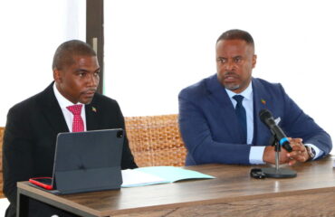 (l-r) Prime Minister of St. Kitts and Nevis the Honourable Dr. Terrance Drew with Premier of Nevis the Honourable Mark Brantley