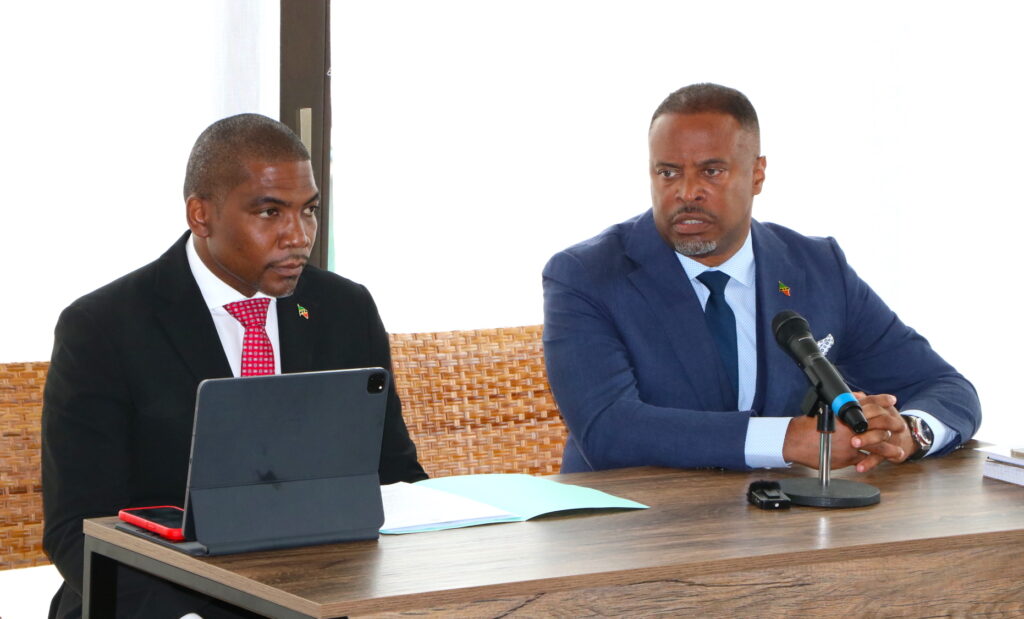 (l-r) Prime Minister of St. Kitts and Nevis the Honourable Dr. Terrance Drew with Premier of Nevis the Honourable Mark Brantley